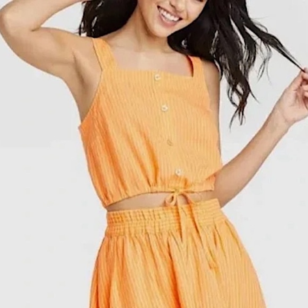 A New Day Women's Sleeveless Tie-Front Apron Tank Top Size Large